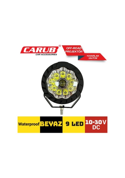 Sis Farı 1 Adet Carub Off-road 10-30v 9led Yuvarlak Beyaz 14x7c