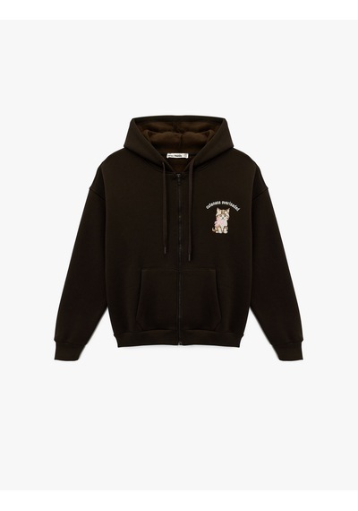 Koton Şardonlu Kapüşonlu Fermuarlı Arkası Kedi Baskılı Kanguru Cepli Oversize Sweatshirt Kahverengi 6wal10615ık Kahve Koton Şardonlu Kapüşonlu Fermuarlı Arkası Kedi Baskılı Kanguru Cepli Oversize Sweatshirt Kahverengi 6wal10615ık Kahve