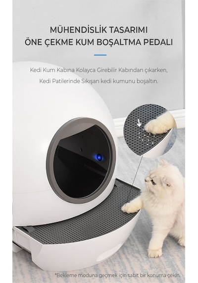 Els Pet Smart Pro Akıllı Otomatik Kedi Tuvaleti App Kontrol Uv Temizleme
