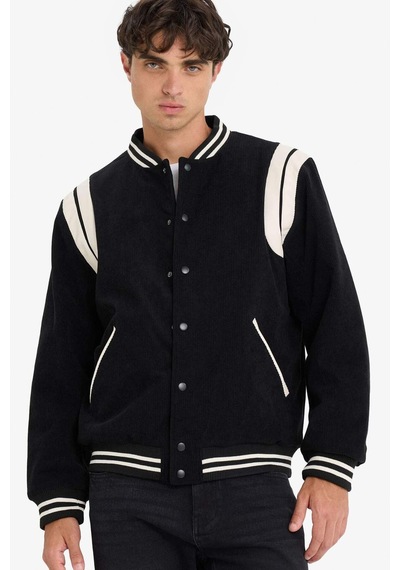 Defacto Su Geçirmez Regular Fit Kolej Yaka Bomber Çıtçıtlı İç Cepli Mont E9245ax25wnbk27 Siyah