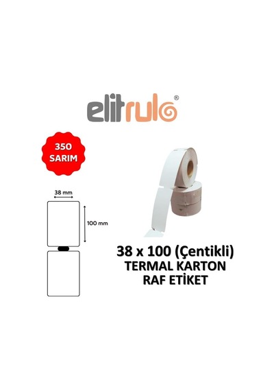 Termal Karton Raf Etiketi 38mm X 100mm Çentikli - 350 Adet 10