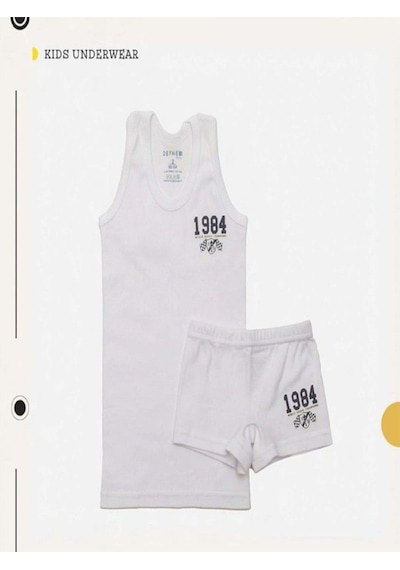 Defne Baby % 100 Pamuk Erkek Çocuk Atlet Takımı-633 Beyaz