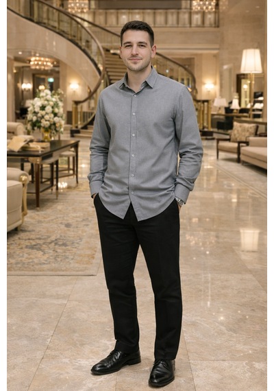 Luxıc Core Erkek Gri Klasik Slim Fit Uzun Kollu Pamuk Gömlek Şık Ofis & Günlük Kombin Luxıc Core Erkek Gri Klasik Slim Fit Uzun Kollu Pamuk Gömlek Şık Ofis & Günlük Kombin