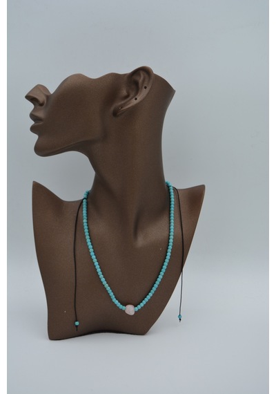 Stoneage Jewellery Pembe Kuvars Ve Turkuaz Taşlı Metalsiz Kolye N11.38914 Kırmızı