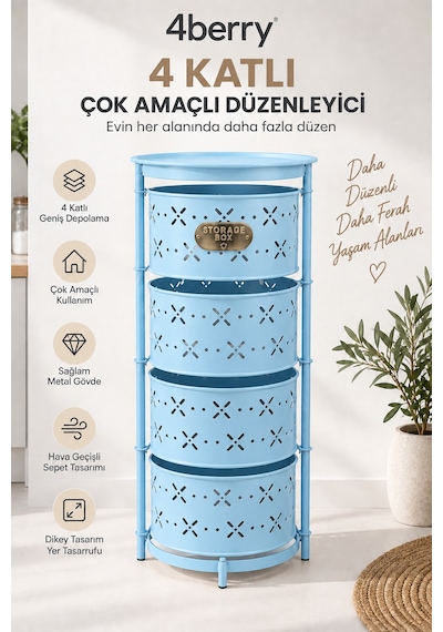 4 Katlı Metal Çok Amaçlı Oyuncak Dolabı Mutfak Sebzelik, Oyuncak, Banyo Ve Ev Organizeri Mavi 4 Katlı Metal Çok Amaçlı Oyuncak Dolabı Mutfak Sebzelik, Oyuncak, Banyo Ve Ev Organizeri Mavi