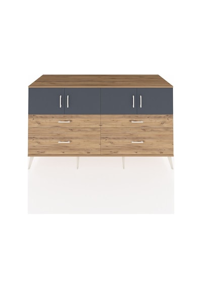 Kronos Konsol 2 Raflı 4 Çekmeceli 4 Kapaklı 176x59x99 Çam-antrasi Çam-antrasit/çam
