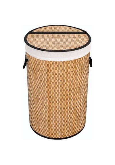 El Yapımı Hasır Katlanır Çamaşır Sepeti Yuvarlak 55 Litre 35cm 35cm 61cm , Doğal Malzemeden Üretilmiş Çamaş Diğer