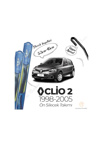 Rbw Hybrid Renault Clio 2 1998 - 2005 Ön Silecek Takımı - Hibrit