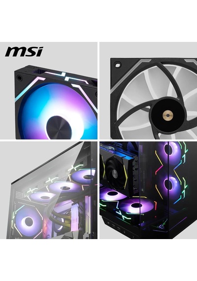 Mpg Ez120 Argb Manyetik Daisy-chain 120mm Argb Kasa Fanı, Siyah, Patentli Manyetik Bağlantı Bloğu