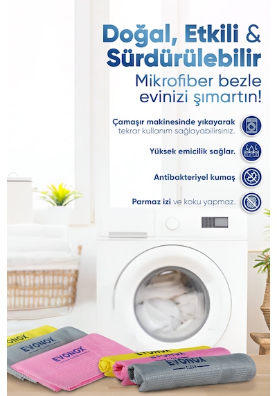 Clean Mikrofiber Çok Amaçlı Temizlik Bezi 3'lü Set Dev Boy 42x68 Cm Çok Renkli