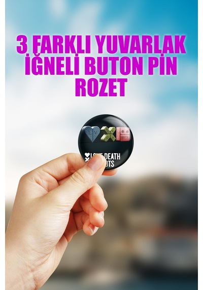 Love, Death & Robots Çanta Süsü Rozet İğneli Buton Rozet Seti 3 Adet Üçlü