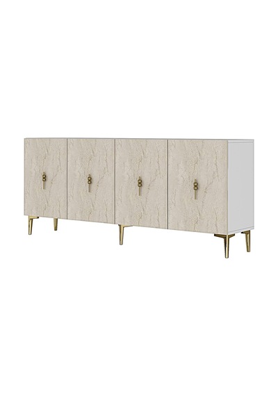 Ka1812btg Salkım Konsol ,tv Sehpası Beyaz-traverten-gold 180cm