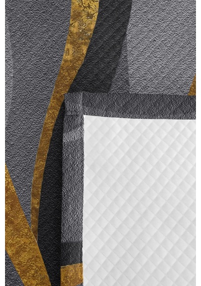 Gri Geometrik Modern Genç Odası Tek Kişilik Pike Takımı - Antrasit Gold 160x220 Cm Yatak Örtüsü Naif Anı Yumuşaklığı