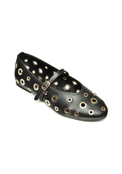 Fox Shoes U820084509 Siyah Kadın Babet Siyah-suni Deri Siyah