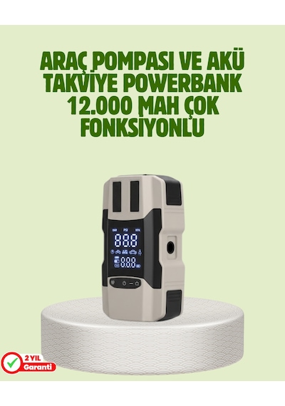 Araç Akü Lastik Şişirme Pompası 12.000 Mah