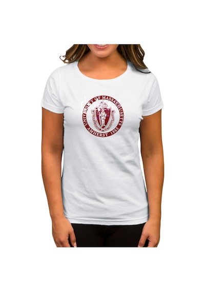 Massachusetts University logo Beyaz Kadın Tişört Beyaz