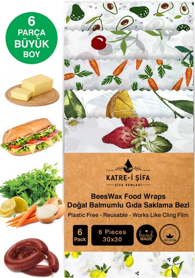 6 Parça Tekrar Kullanılabilen Balmumu Gıda Saklama Bezi Beeswax Food Wraps Mumo Çok Renkli