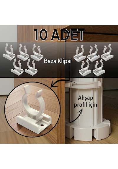 10 Adet Ahşap Baza Klipsi Mutfak Dolap Tezgah Alt Kısım Kapatma Klips Mobilya Ayak Tutucu Toka Beyaz