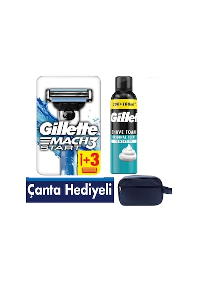 Mach3 Start Makine Ve 3 Lü Yedek Tıraş Bıçağı + 250 Ml Köpük +çanta