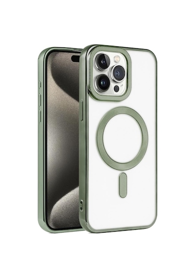 Apple Uyumlu iPhone 15 Pro Max Kılıf Pütür Dizayn Magsafe Şeffaf Krns Case