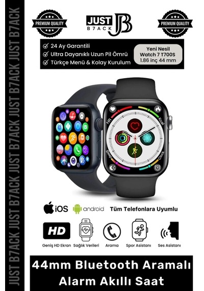Akıllısaat 44mm T700s Watch 7 Apple Uyumlu iOS Android Sağlık Sensörlü Bluetooth Aramalı Alarm Akıllı Saat
