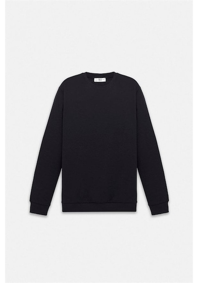 Süvari Siyah Regular Düz Baskısız 2 İplik Bisiklet Yaka Cepsiz Ribanalı Sweatshirt Sw2013700029-s09