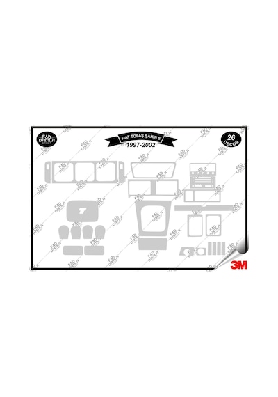 Fiat Tofaş/şahins-1997-2002 Torpido Konsol Trim Göğüs Maun Kaplama Set 26 Parça Gümüş