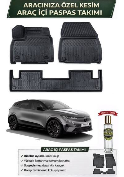 Renault Megane E-tech 2022 Model Aracınıza Özel Üretim Esnek Kauçuk Paspas Takımı