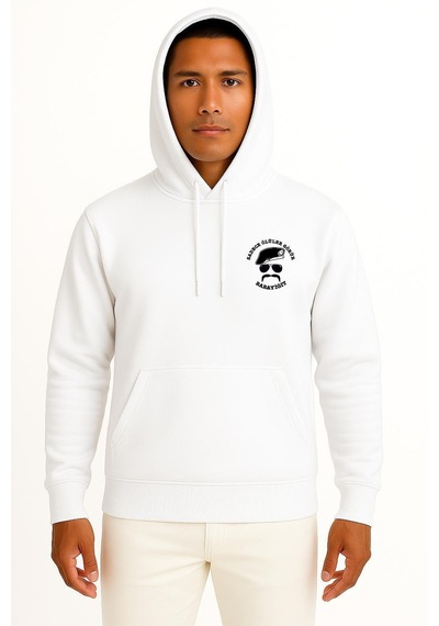 Bahriyeli Collection Kapüşonlu Sadece Ölüler Görür Babayiğit Cep Baskılı Unisex Sweatshirt Beyaz