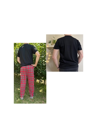 Regular Fit Alt Ekose Pamuklu Örme Bisiklet Yaka Erkek Pijama Takımı