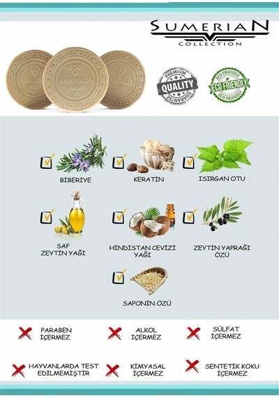 Lexroo Sumerian Koleksiyonu, Biberiye & Isırgan & Keratin Sabunu Saç Köklerini Uyarır