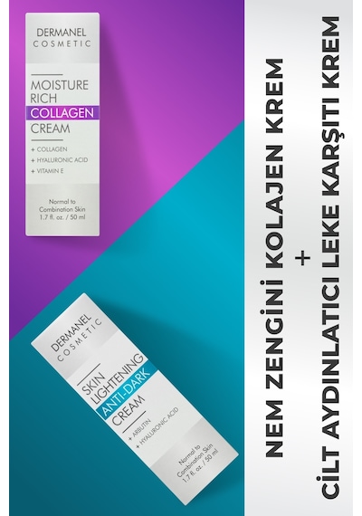 Dermanel Cilt Aydınlatıcı Leke Karşıtı Krem 50 ML + Dermanel Nem Zengini Kolajen Krem 50 ML