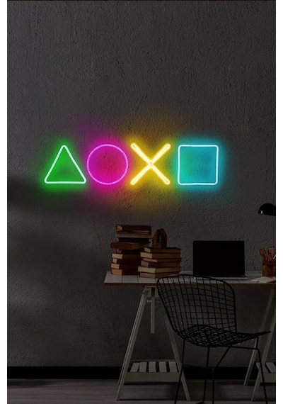 Play Station - Led Dekoratif Duvar Aydınlatması Neon Duvar Yazısı Sihirli Led Mesajlar