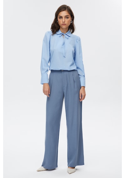 Stella Pulvis Mavi Pileli Wide Leg Pantolon 001