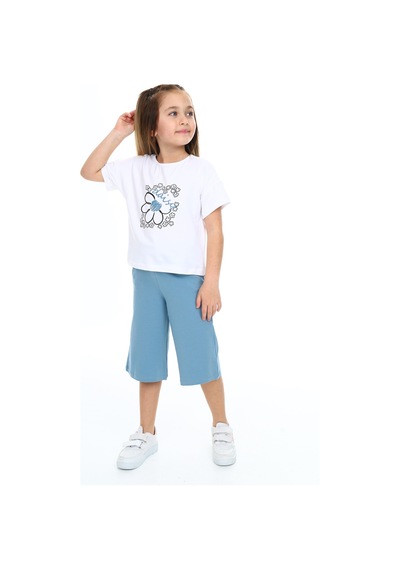 Toontoy Kids Toontoy Kız Çocuk Baskılı Kaprili Takım Beyaz
