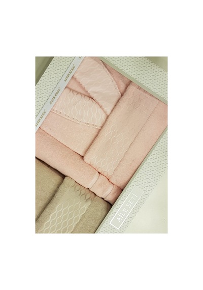 5 Parça Bornoz Seti Pembe Çok Renkli