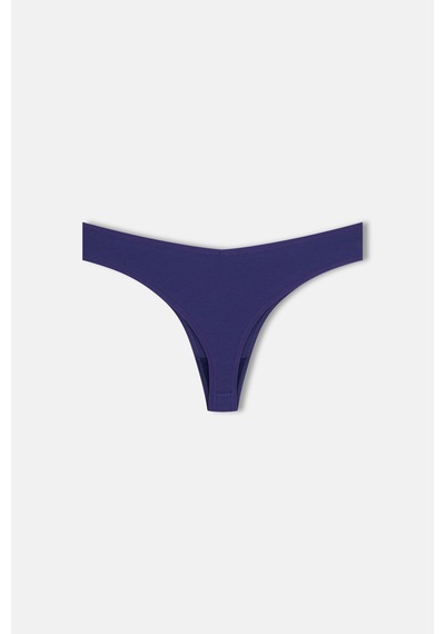 Suwen 3lü Pamuklu V Kesim Rib String Külot St00506021407 Kahverengi / Indigo / Pembe
