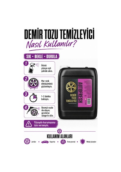 5 Litre Demir Tozu Temizleyici + Sünger Ve Mikrofiber Bez