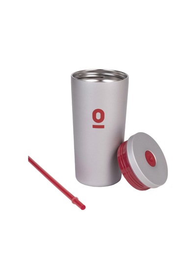 Gri Metal Paslanmaz Çelik Pipetli Termos 520 ML Kapaklı No:94