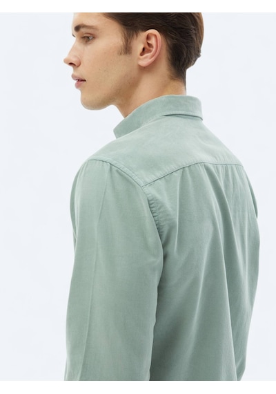 Kip Mint Fitilli Regular Fit Dokuma Kadife Casual %100 Pamuk Gömlek Mint