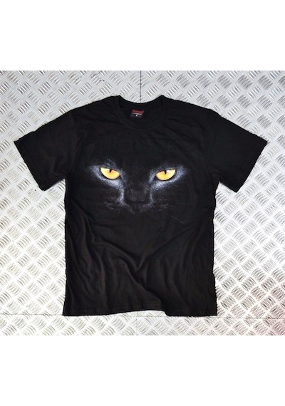 Stoned&Fame Kedi Baskılı T-shirt SIYAH Siyah