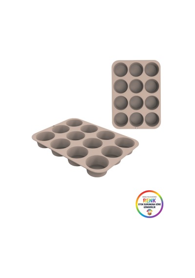Silikon Muffin Kalıbı 12 Gözlü Kek Cupcake Kalıbı Zahmetsiz Ayrılan Fırın Kalıbı 30,5 Cm Çok Renkli