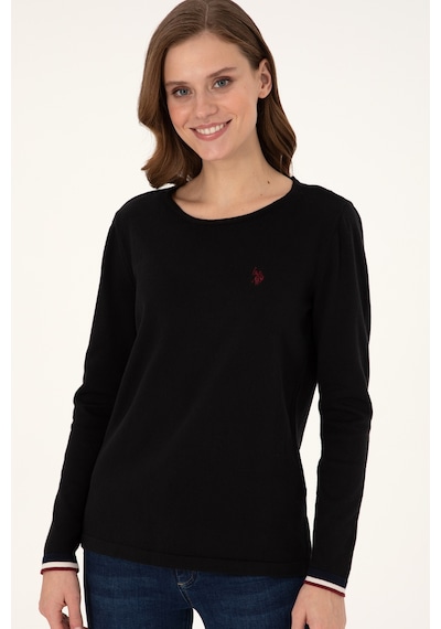 U.S. Polo Assn. Kadın Siyah Bisiklet Yaka Kazak 50297133-VR046