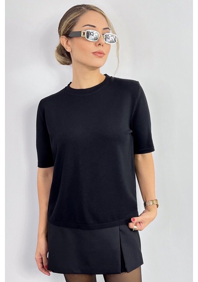 Ritnice Viscose Doku Next Premium Selection Siyah Yarım Kol Triko Kazak Siyah