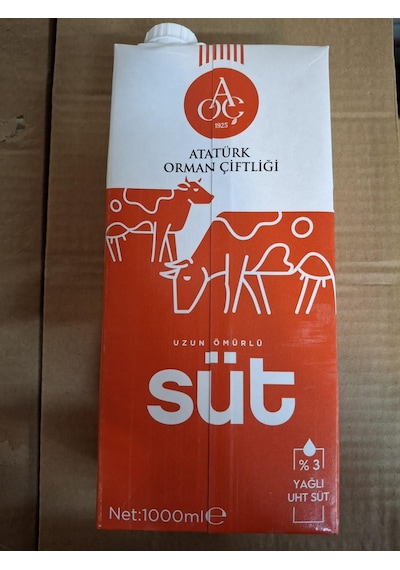 Atatürk Orman Çiftliği %3 Yağlı Süt 1 Lt X 6 Adet