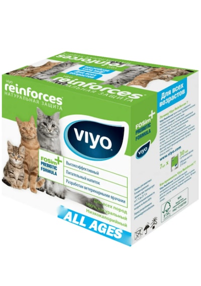 Viyo Reinforces Kedi Prebiyotik Sıvı Takviye 10 Şase Bağışıklık & Sindirim Sistemi Destek Drink