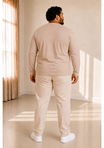 Sngl Tekstil Erkek Büyük Beden Oversize Uzun Kollu T-shirt 3xl 4xl 5xl 6xl 7xl 8xl 9xl Gri