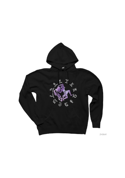 Kova Burcu Modern Siyah Kapşonlu Sweatshirt Hoodie Siyah