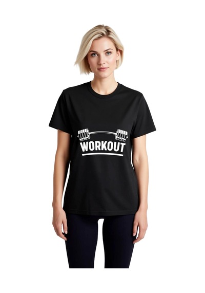 Paybuy Kadın Fitness Motivasyon Baskılı Kısa Kollu Tişört Spor Enerjisi Siyah