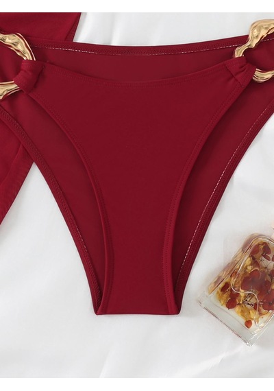 Ece's Design Kadın İstiridye Desenli Bikini Takımı My1002 Kırmızı